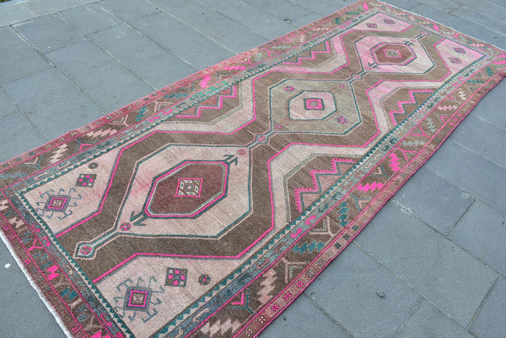 Vintage Persian Accent Area Rug 4.2 x 10.1 ft