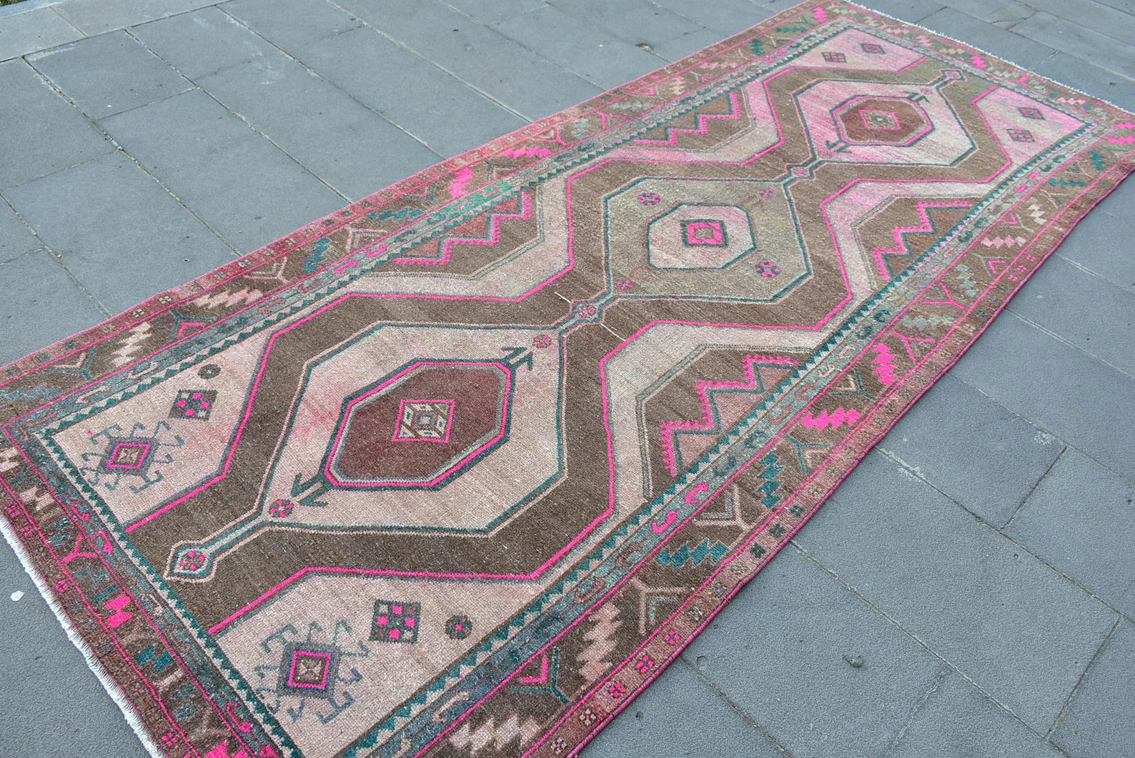 Vintage Persian Accent Area Rug 4.2 x 10.1 ft