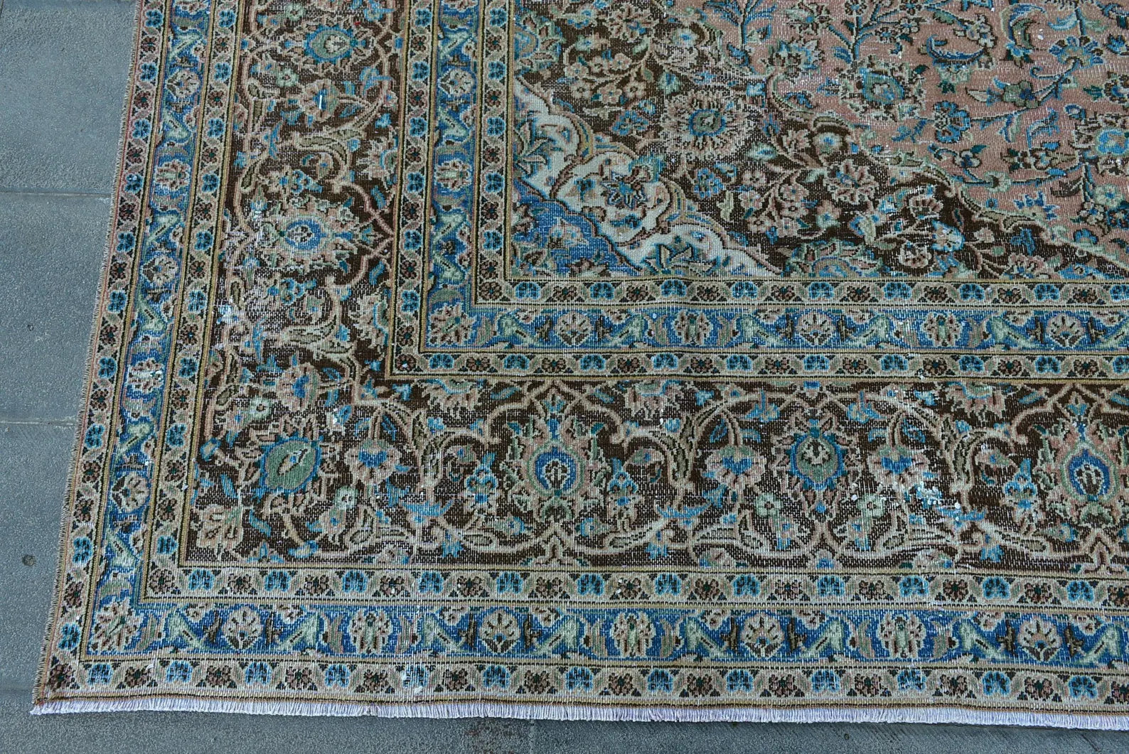 XL Vintage Turkish Accent Area Rug 9.5 x 12.4 ft