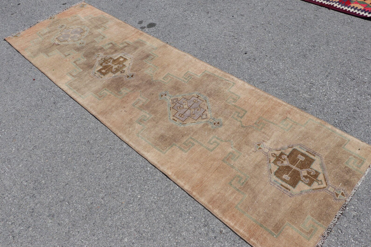 Vintage Turkish Runner Rug 2.6 x 8.7 ft