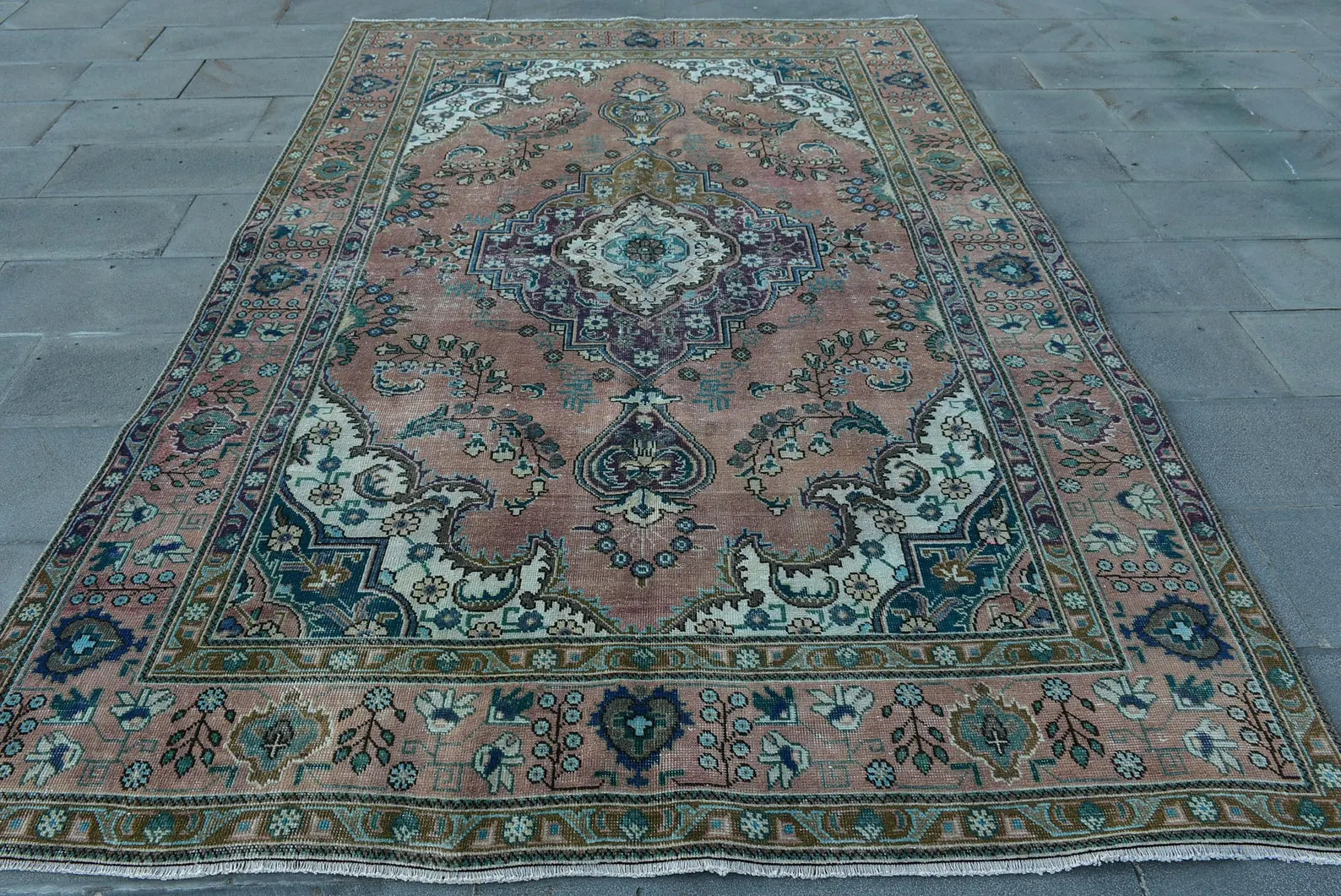 XL Vintage Persian Accent Area Rug 6.6 x 10 ft