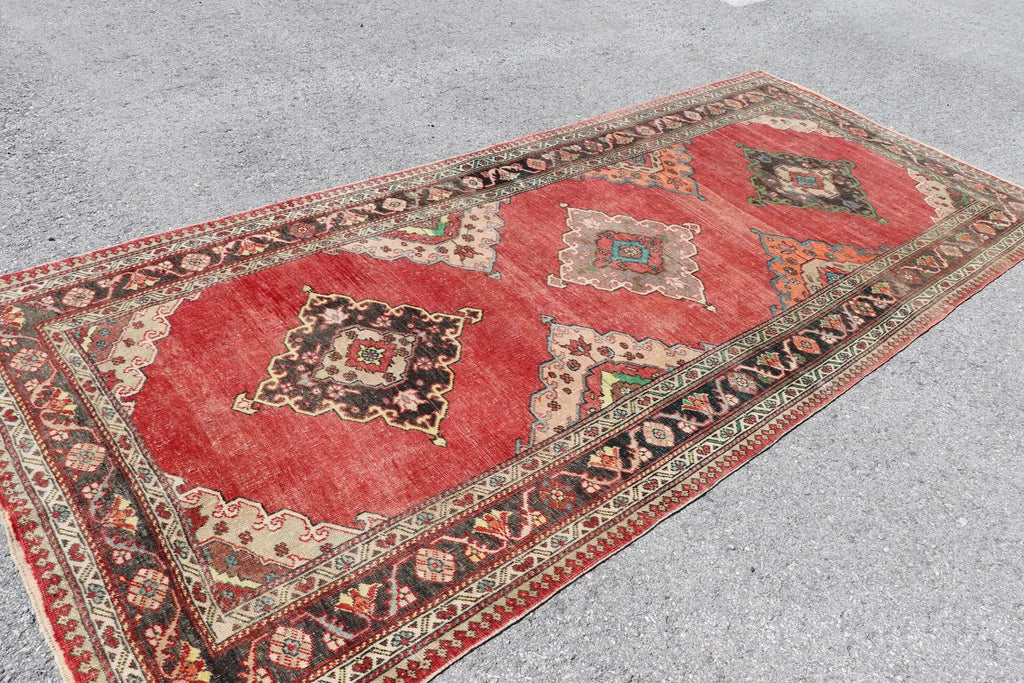 XL Vintage Turkish Accent Area Rug 4.9 x 11.2 ft