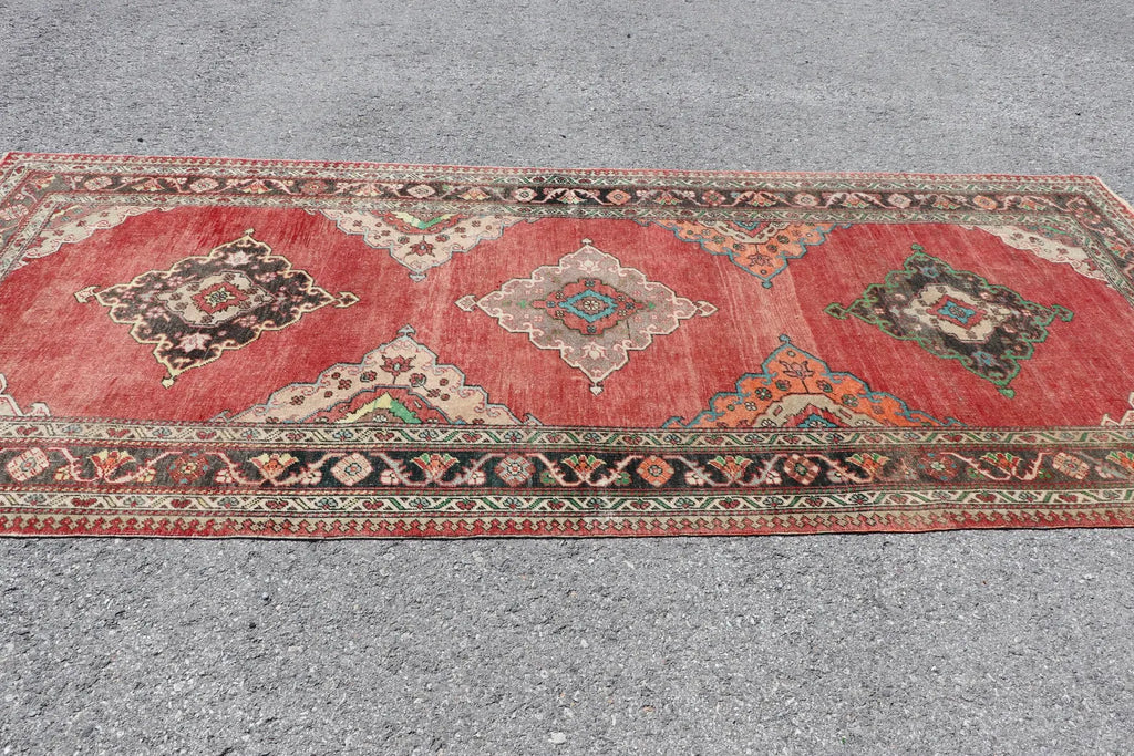 XL Vintage Turkish Accent Area Rug 4.9 x 11.2 ft