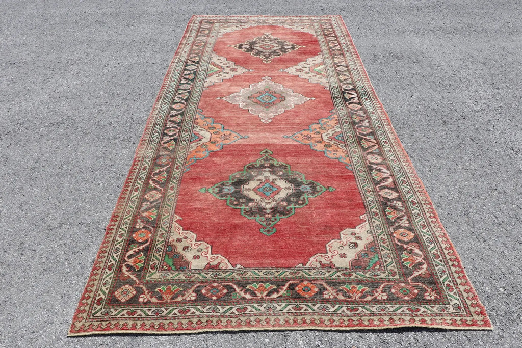 XL Vintage Turkish Accent Area Rug 4.9 x 11.2 ft
