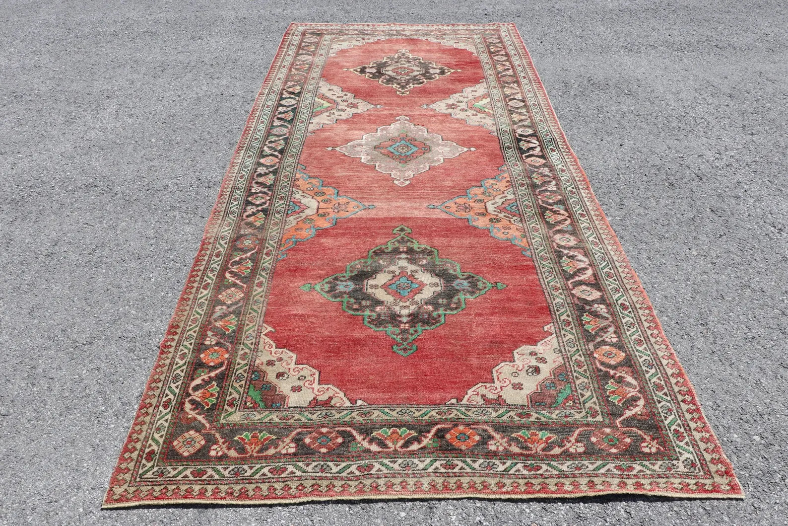 XL Vintage Turkish Accent Area Rug 4.9 x 11.2 ft