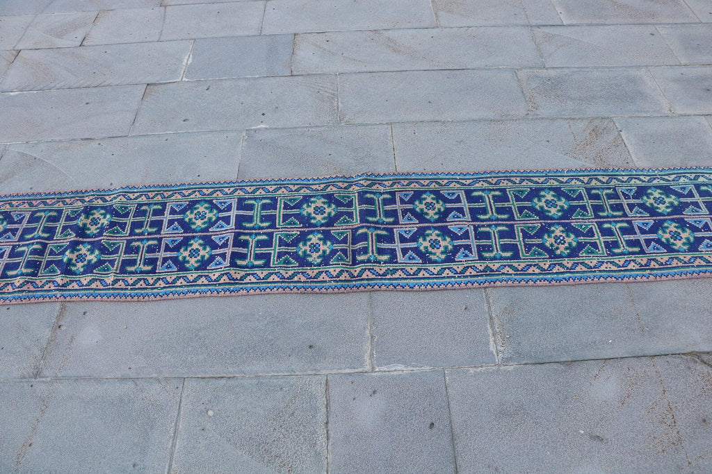 Vintage Turkish Runner Rug 1.4 x 10.5 ft