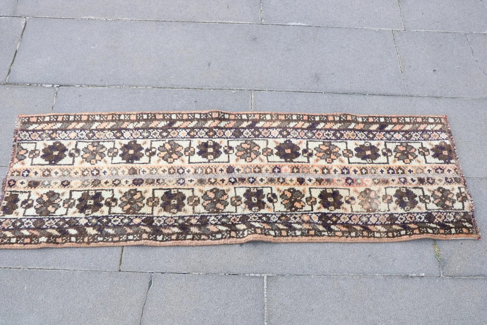 Vintage Turkish Runner Rug 1.4 x 4.3 ft