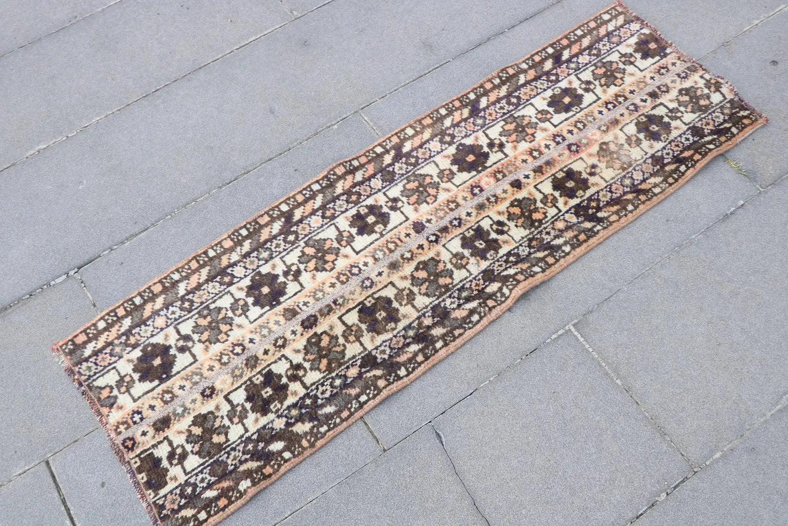 Vintage Turkish Runner Rug 1.4 x 4.3 ft