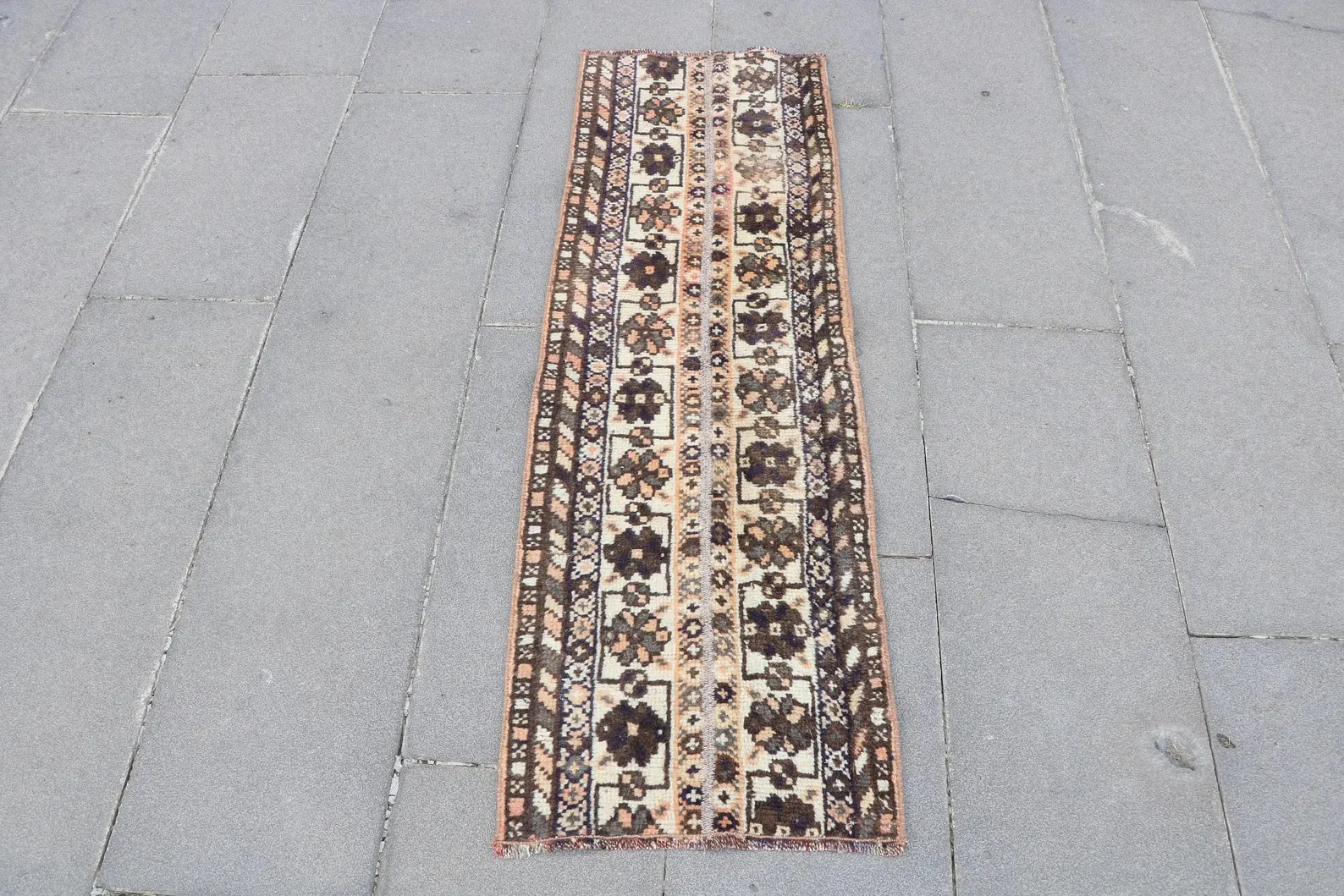 Vintage Turkish Runner Rug 1.4 x 4.3 ft