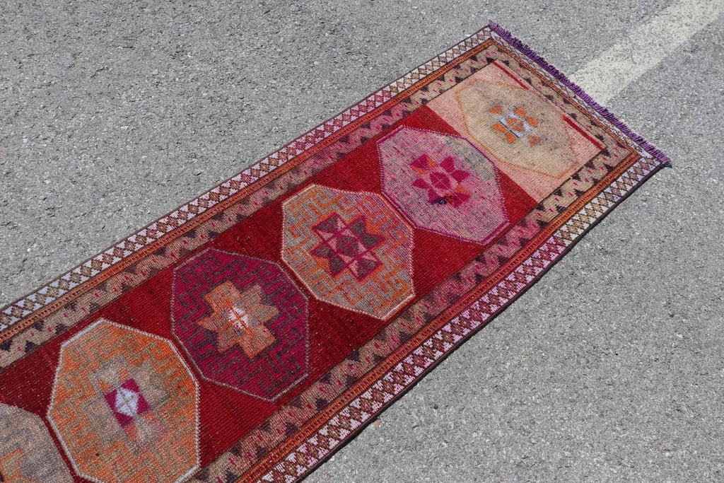 Vintage Turkish Runner Rug 2.3 x 10.2 ft