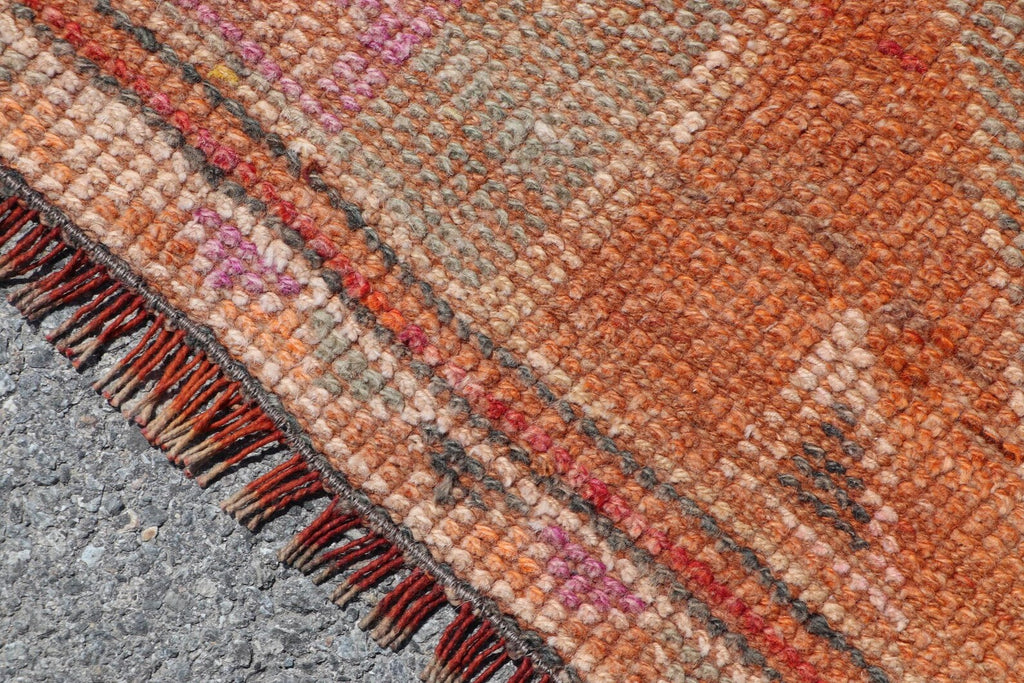 Vintage Turkish Runner Rug 2.4 x 9.8 ft