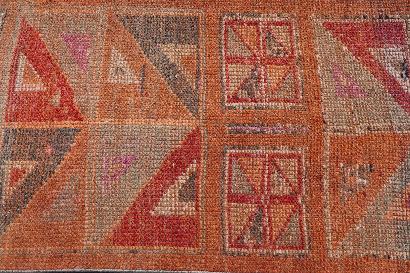 Vintage Turkish Runner Rug 2.4 x 9.8 ft