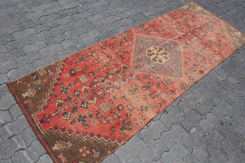 Vintage Turkish Runner Rug 2.9 x 8.3 ft