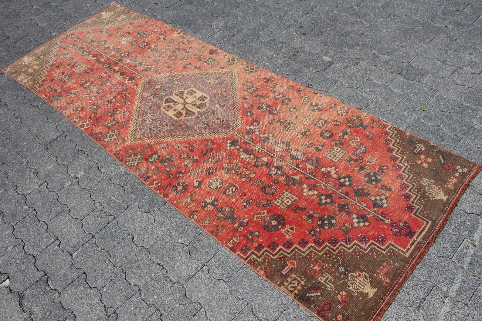 Vintage Turkish Runner Rug 2.9 x 8.3 ft