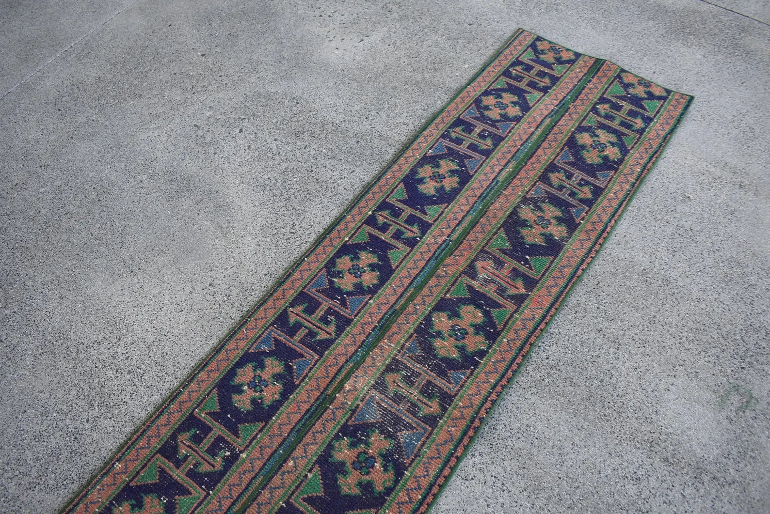 Vintage Turkish Runner Rug 1.7 x 9.4 ft