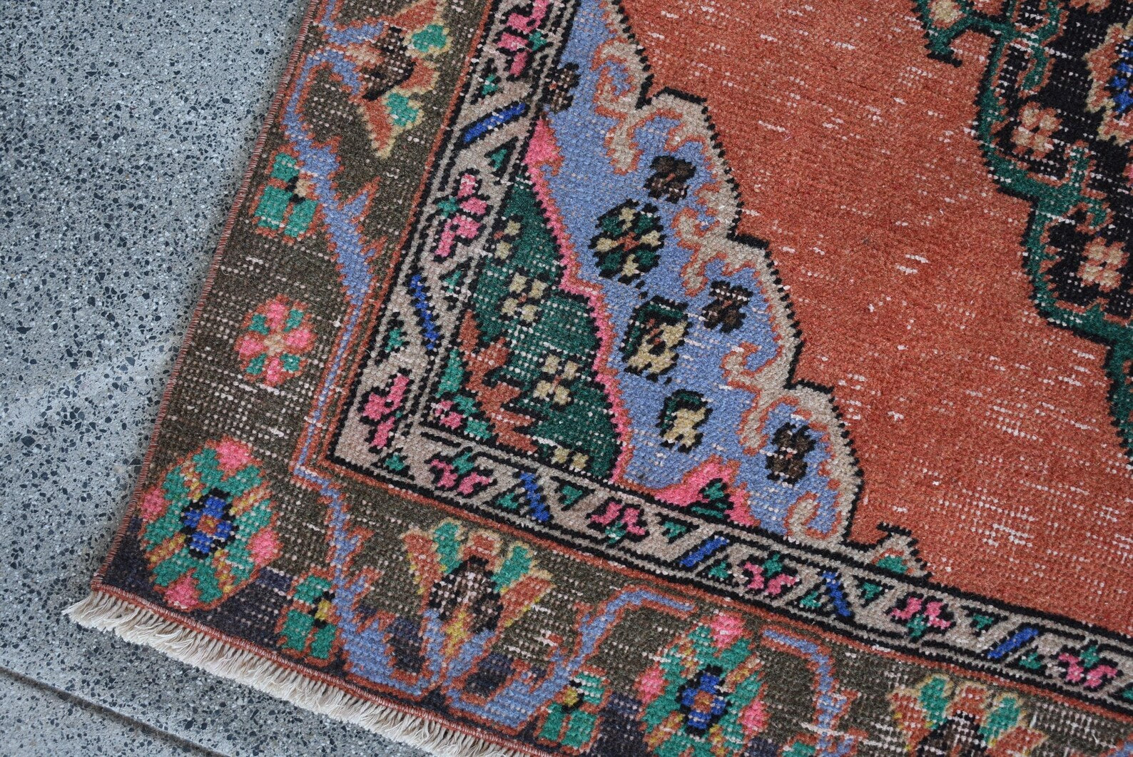Vintage Turkish Accent Area rug 4.3 x 12.2 ft
