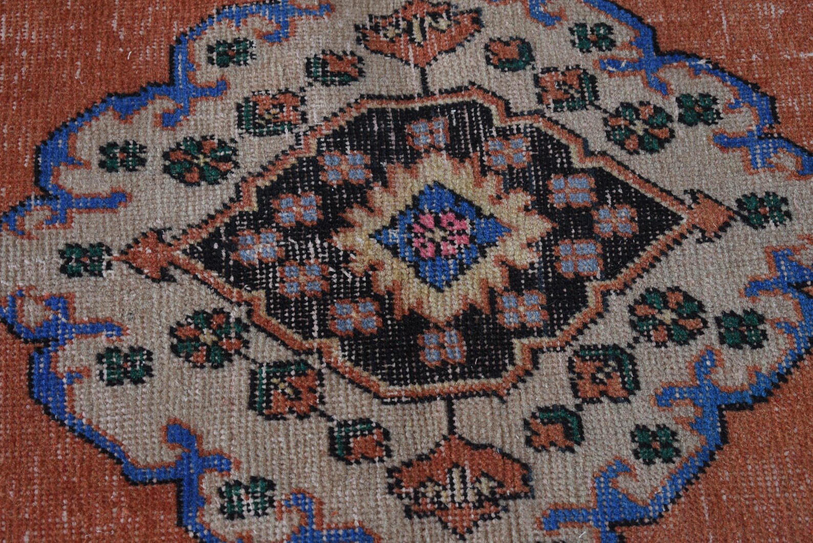 Vintage Turkish Accent Area rug 4.3 x 12.2 ft