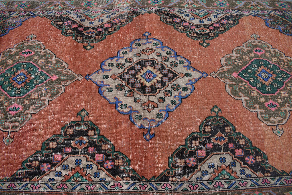 Vintage Turkish Accent Area rug 4.3 x 12.2 ft