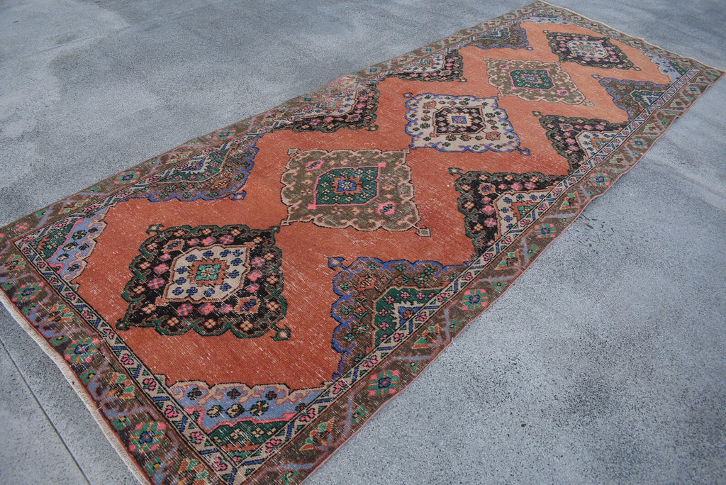 Vintage Turkish Accent Area rug 4.3 x 12.2 ft