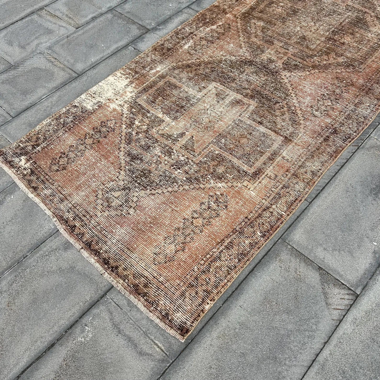 Vintage Turkish Runner Rug 3.5 x 10.8 ft