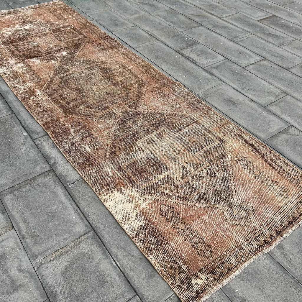 Vintage Turkish Runner Rug 3.5 x 10.8 ft