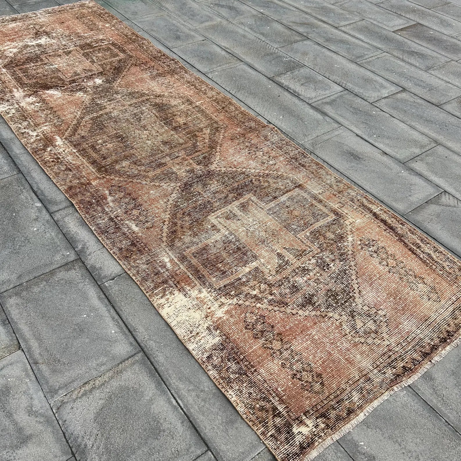 Vintage Turkish Runner Rug 3.5 x 10.8 ft