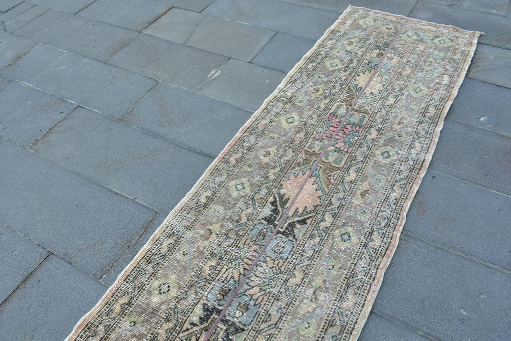 Vintage Turkish Runner Rug 2.3 x 12.9 ft