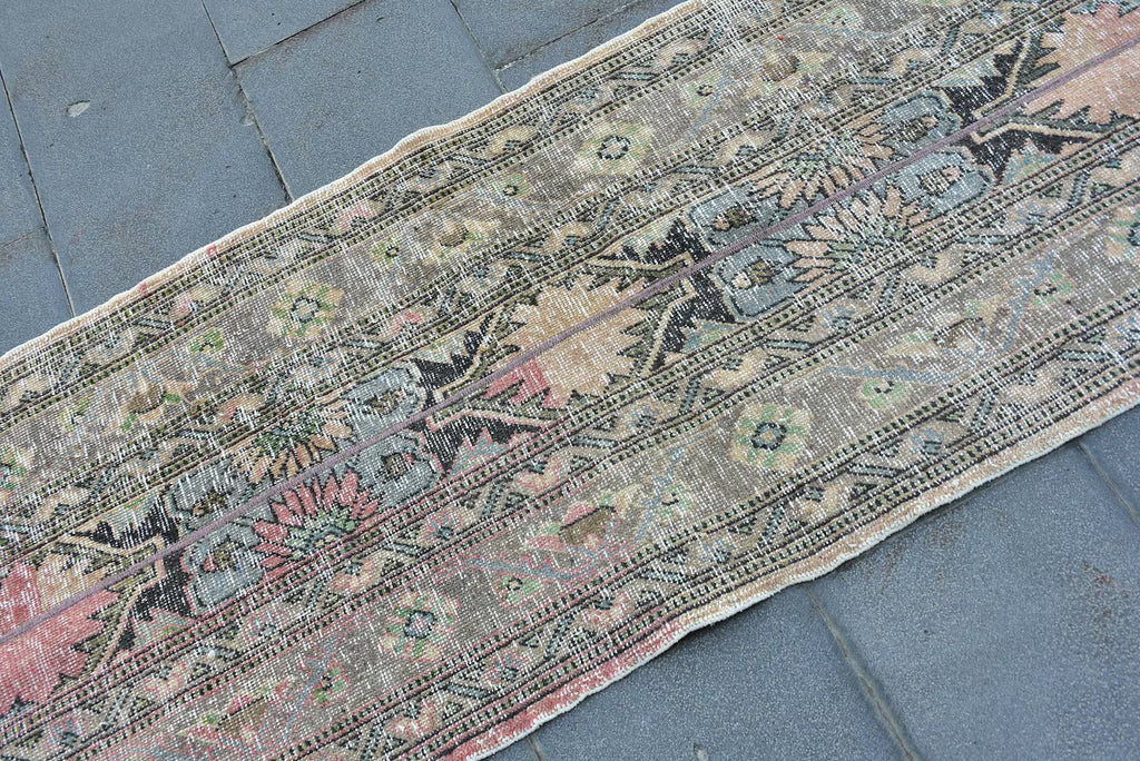 Vintage Turkish Runner Rug 2.3 x 12.9 ft