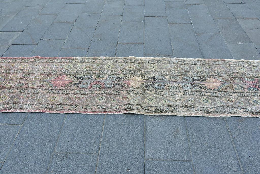 Vintage Turkish Runner Rug 2.3 x 12.9 ft