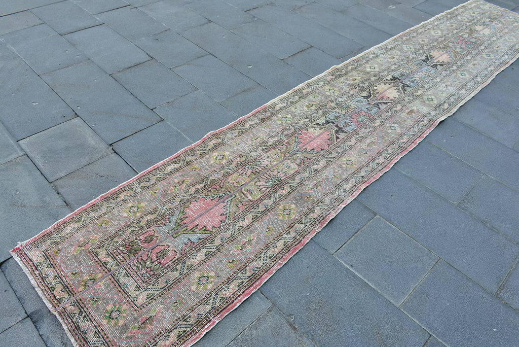 Vintage Turkish Runner Rug 2.3 x 12.9 ft