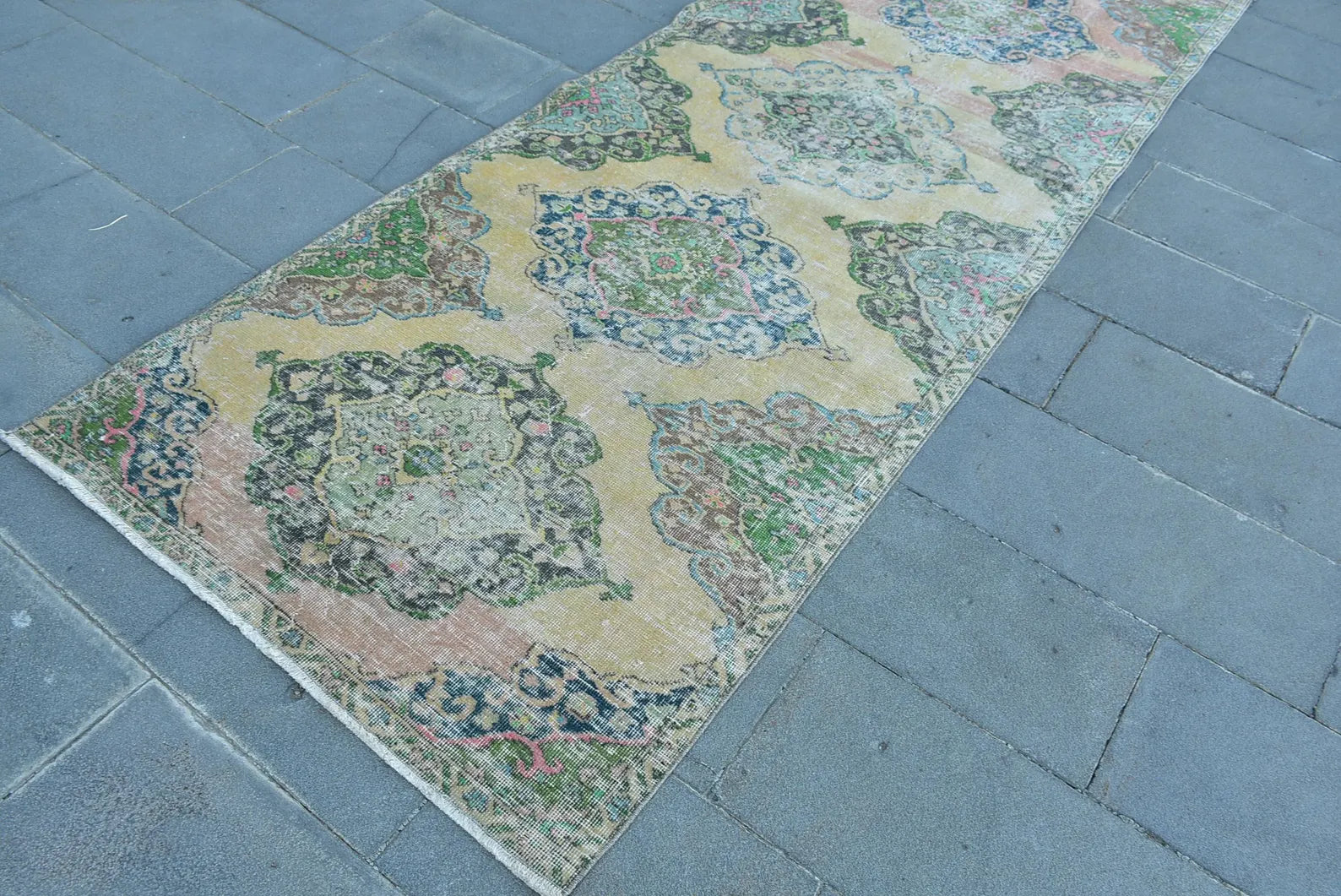 Vintage Turkish Runner Rug 3.6 x 11.2 ft
