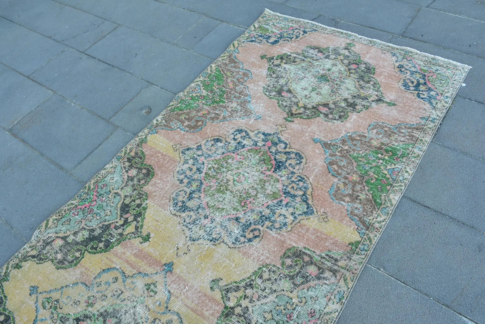 Vintage Turkish Runner Rug 3.6 x 11.2 ft