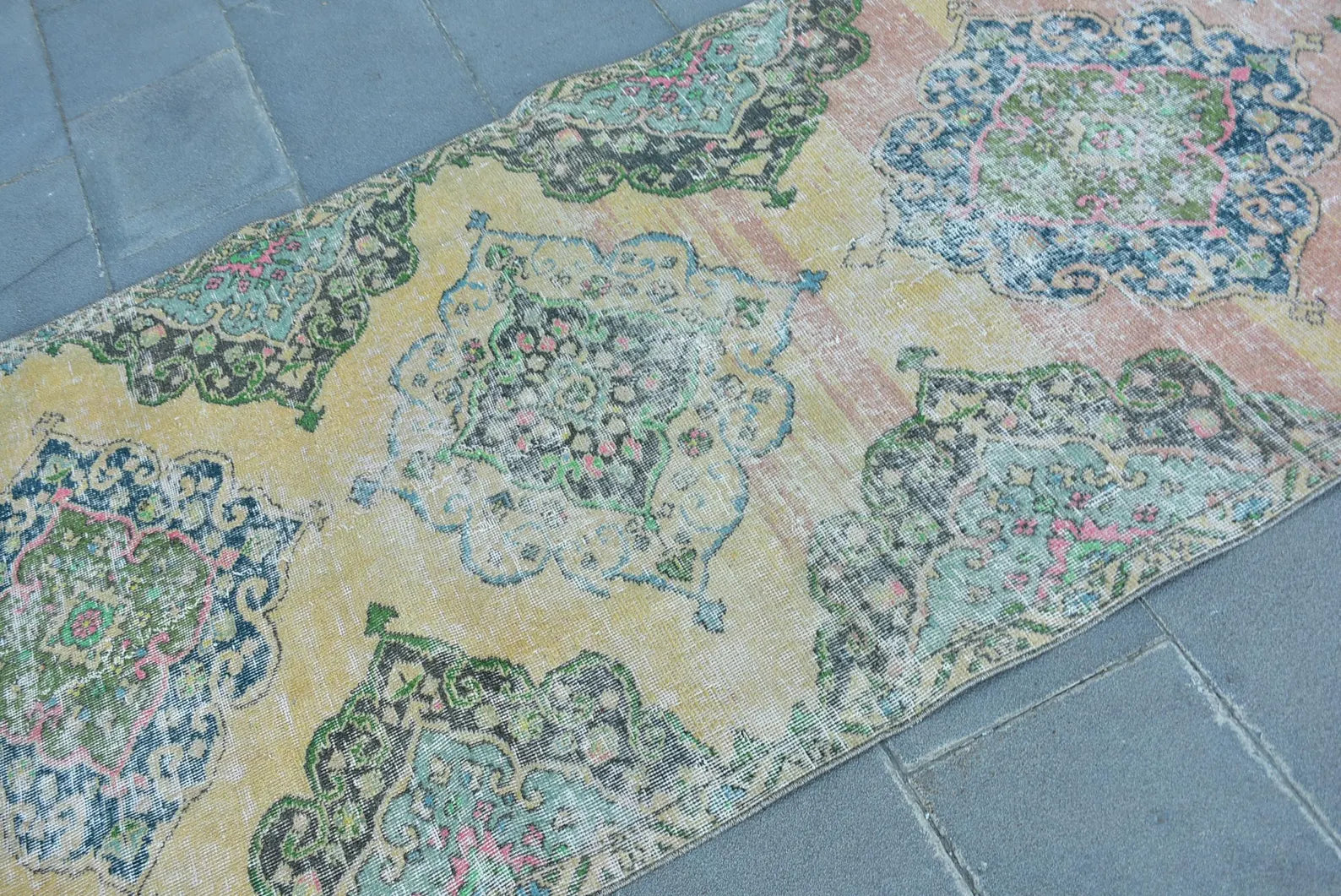 Vintage Turkish Runner Rug 3.6 x 11.2 ft