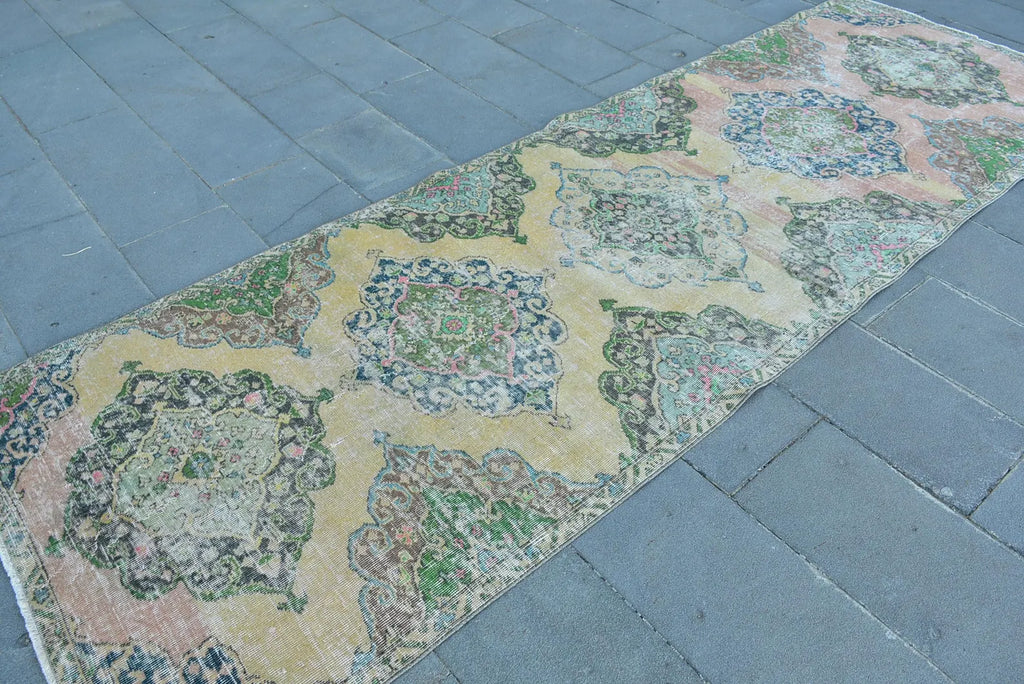 Vintage Turkish Runner Rug 3.6 x 11.2 ft