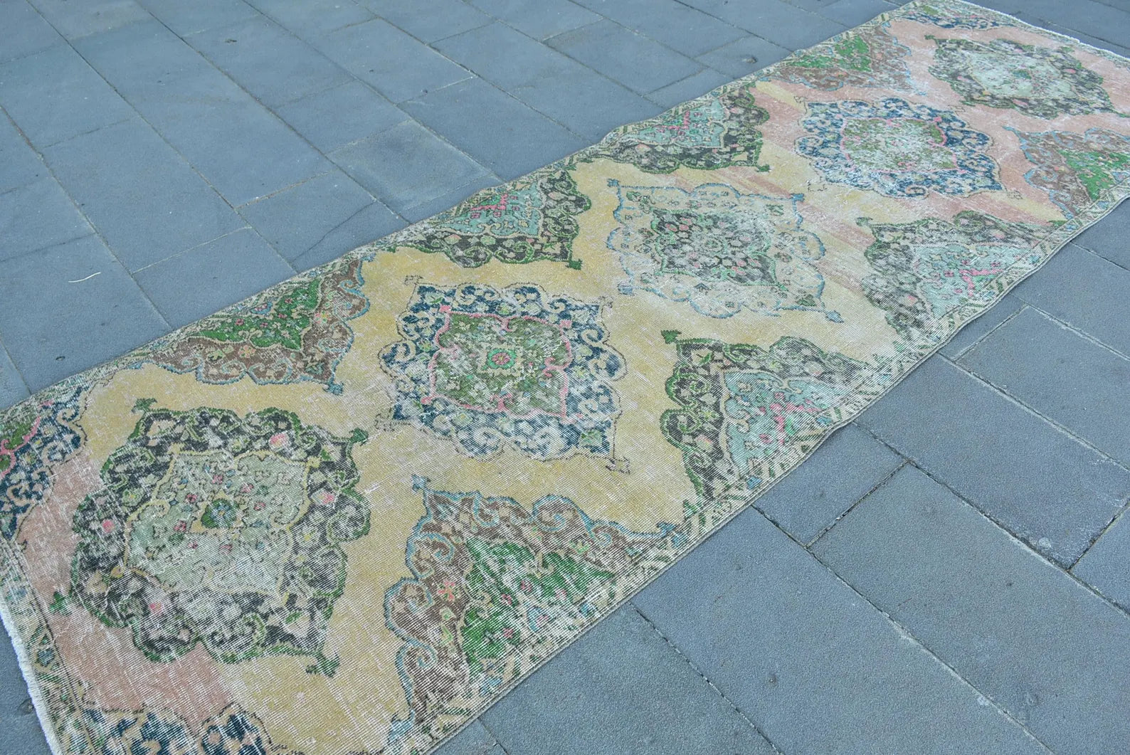 Vintage Turkish Runner Rug 3.6 x 11.2 ft