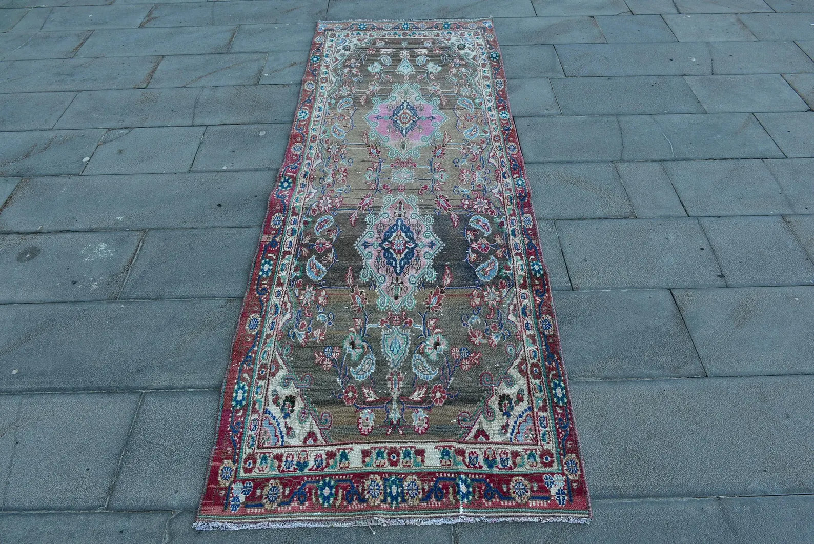 Vintage Persian Runner Rug 2.8 x 8 ft