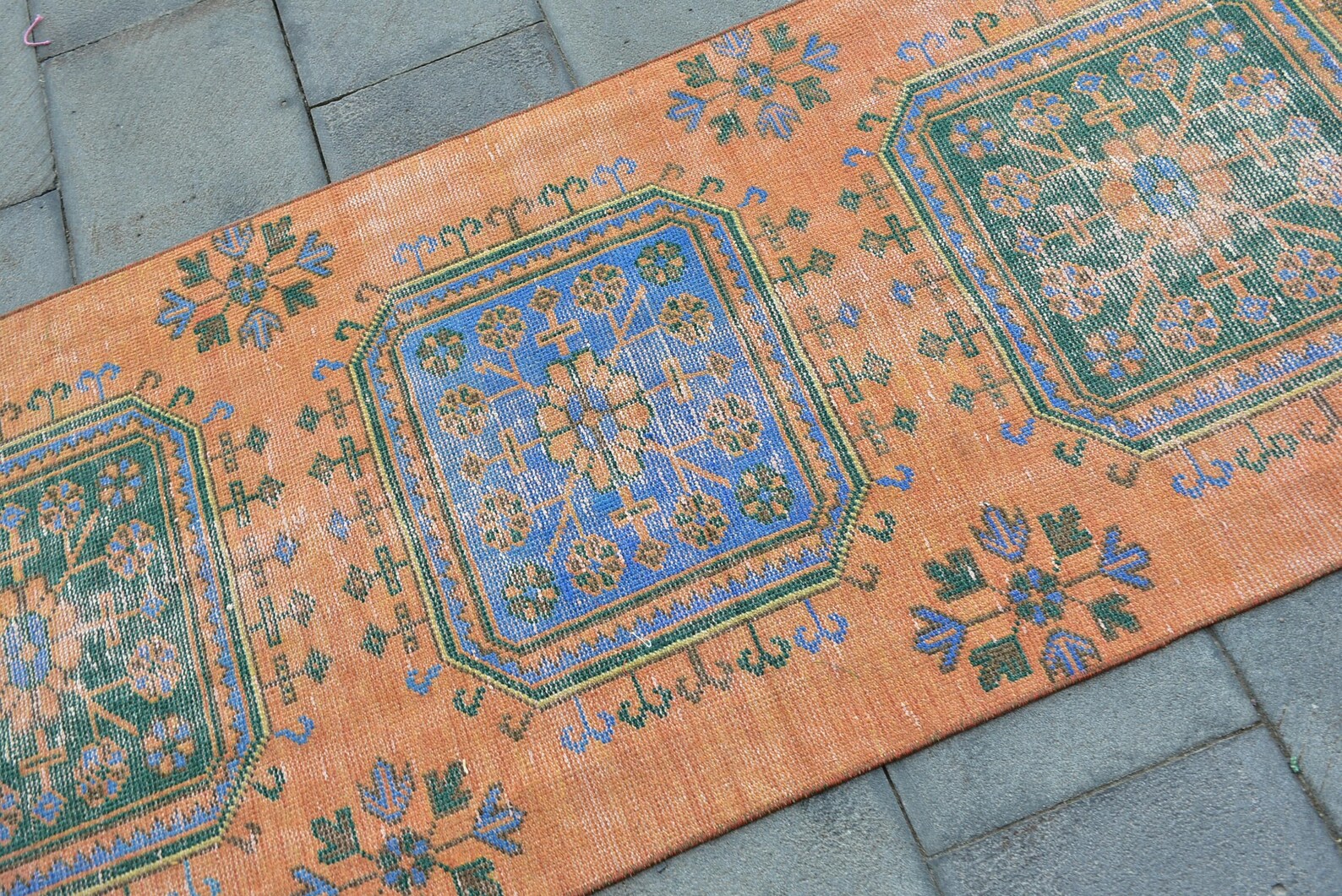 Vintage Turkish Runner Rug 2.8 x 11.7 ft