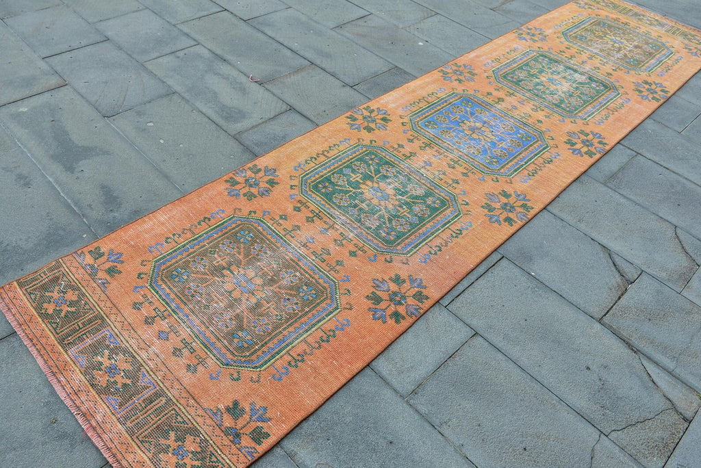 Vintage Turkish Runner Rug 2.8 x 11.7 ft