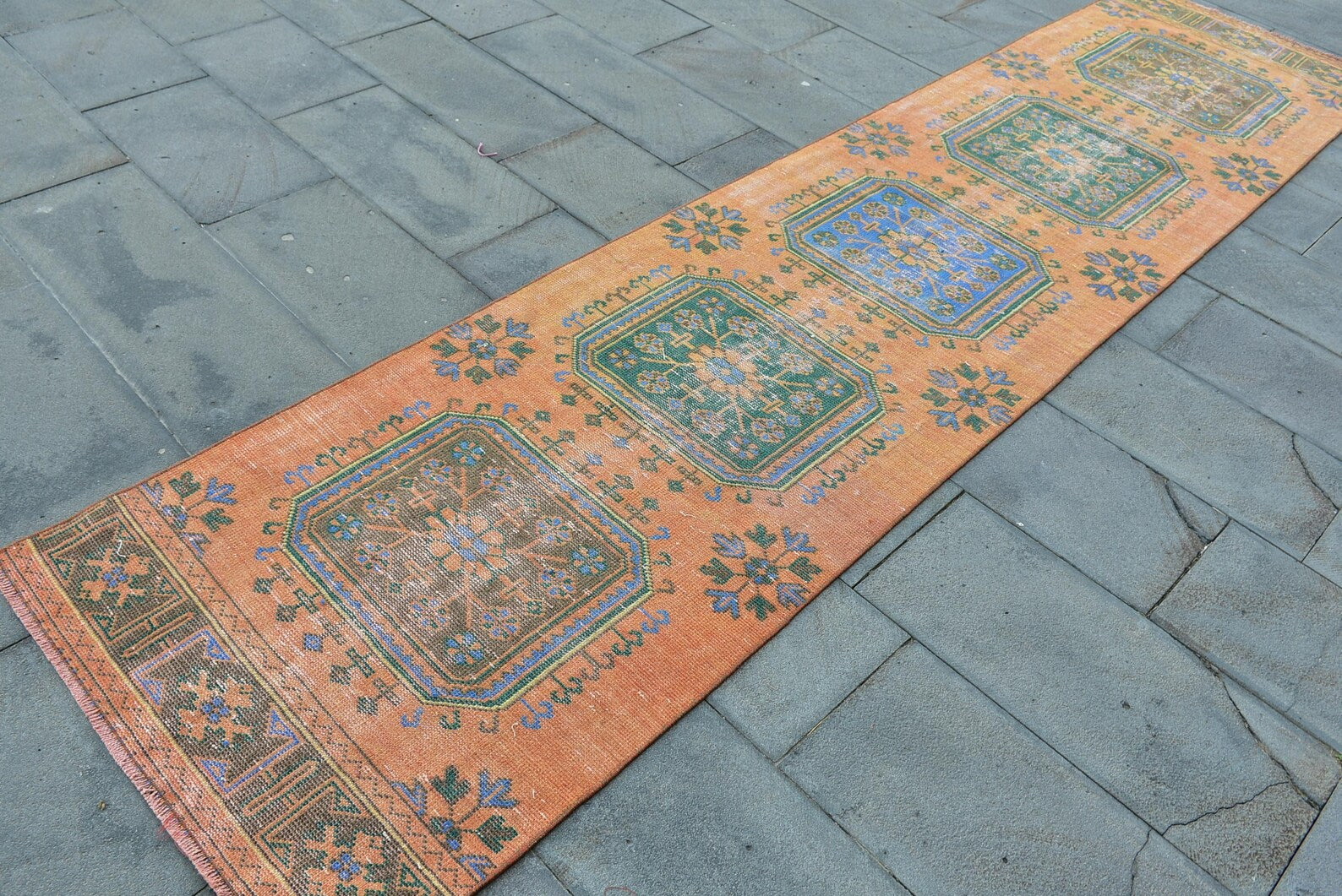 Vintage Turkish Runner Rug 2.8 x 11.7 ft