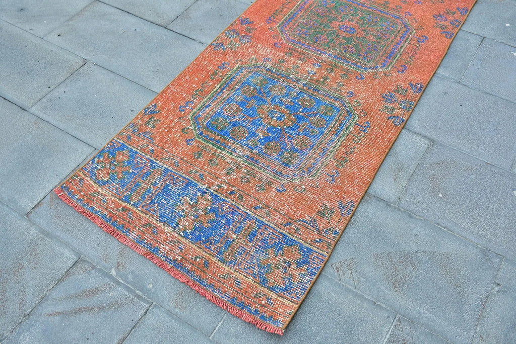 Vintage Turkish Runner Rug 2.6 x 11.4 ft