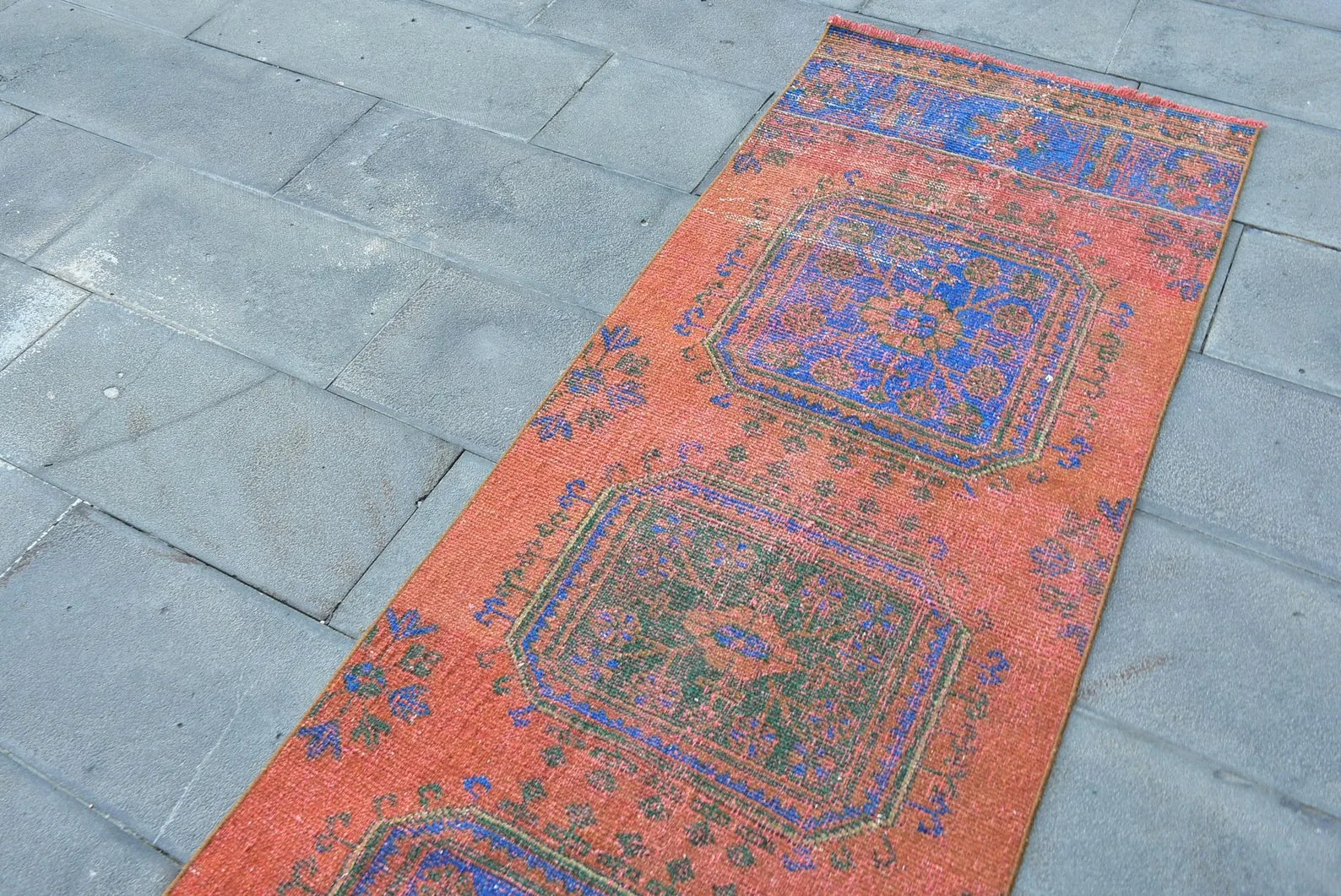Vintage Turkish Runner Rug 2.6 x 11.4 ft