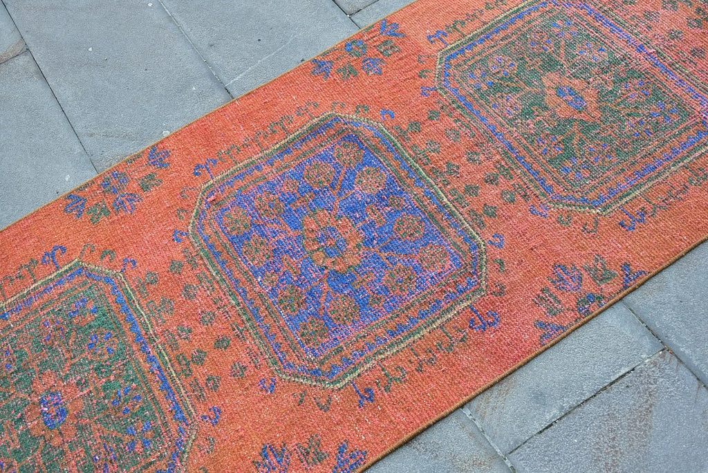 Vintage Turkish Runner Rug 2.6 x 11.4 ft