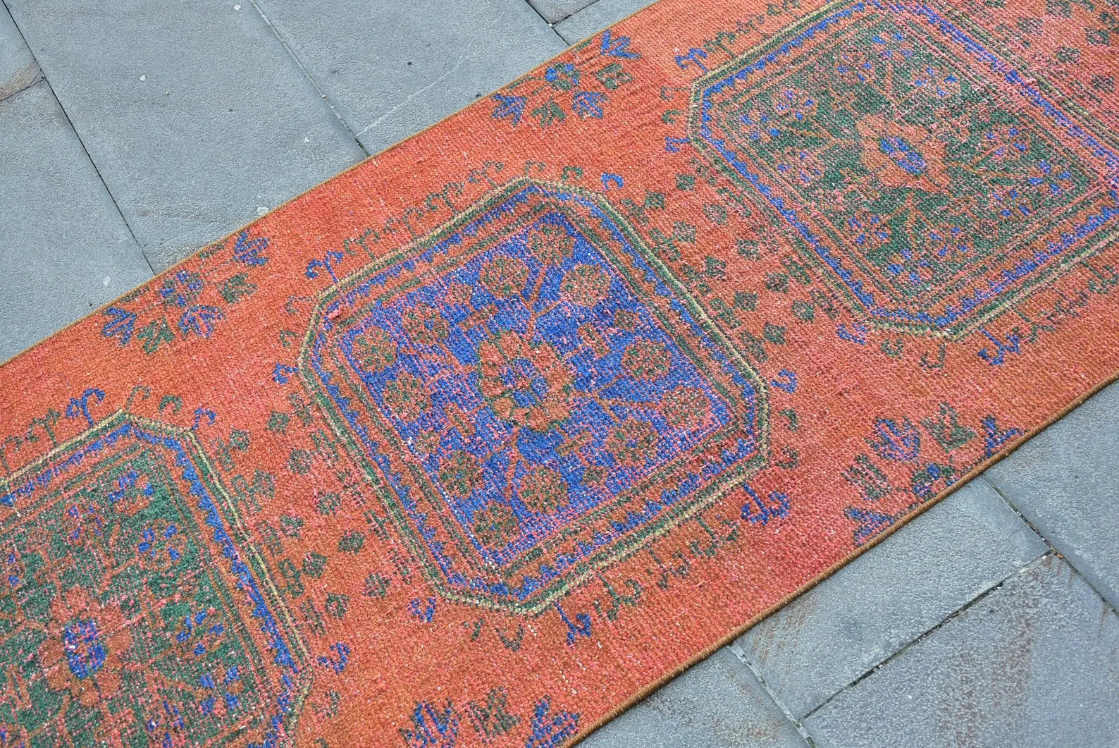 Vintage Turkish Runner Rug 2.6 x 11.4 ft