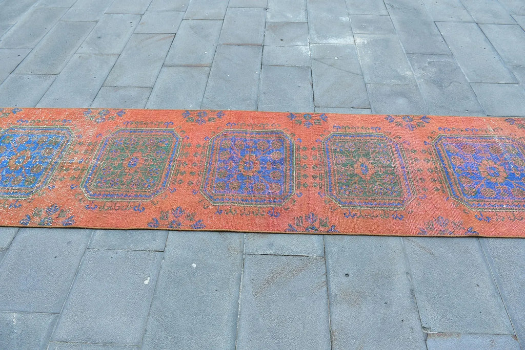 Vintage Turkish Runner Rug 2.6 x 11.4 ft