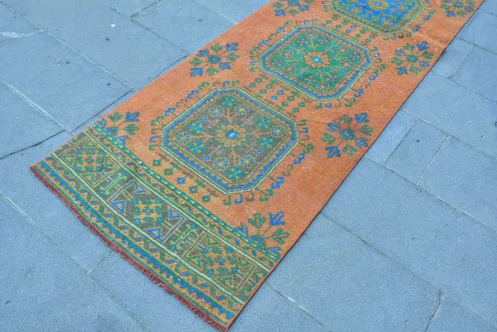 Vintage Turkish Runner Rug 2.8 x 10.8 ft