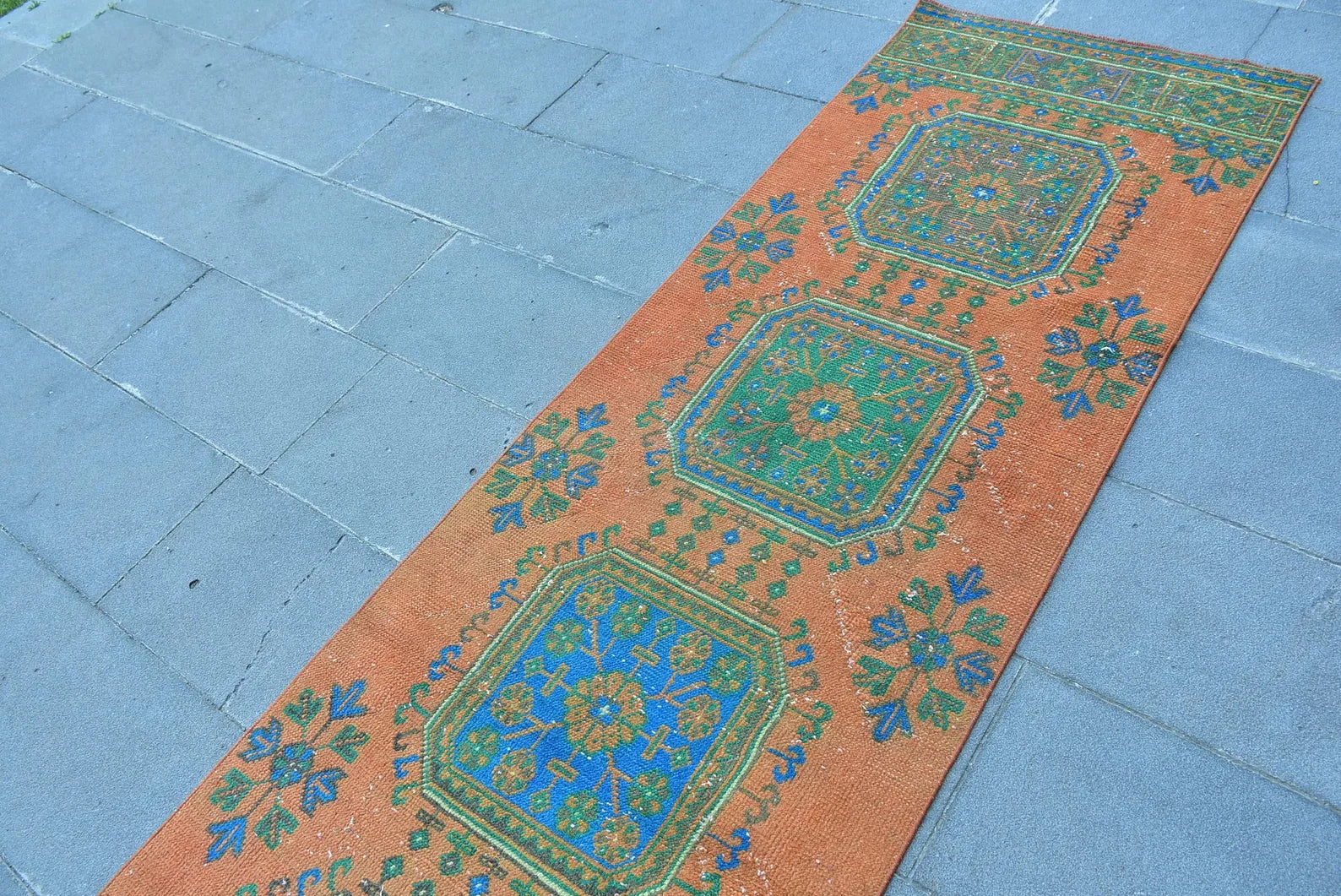 Vintage Turkish Runner Rug 2.8 x 10.8 ft
