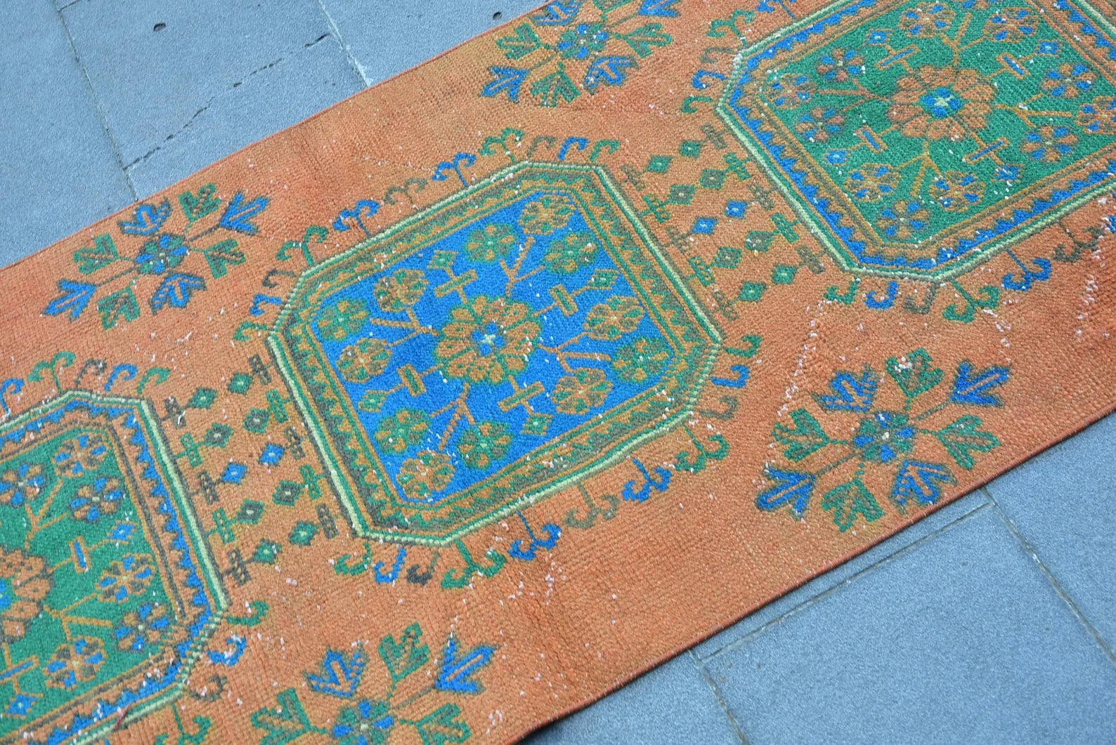 Vintage Turkish Runner Rug 2.8 x 10.8 ft