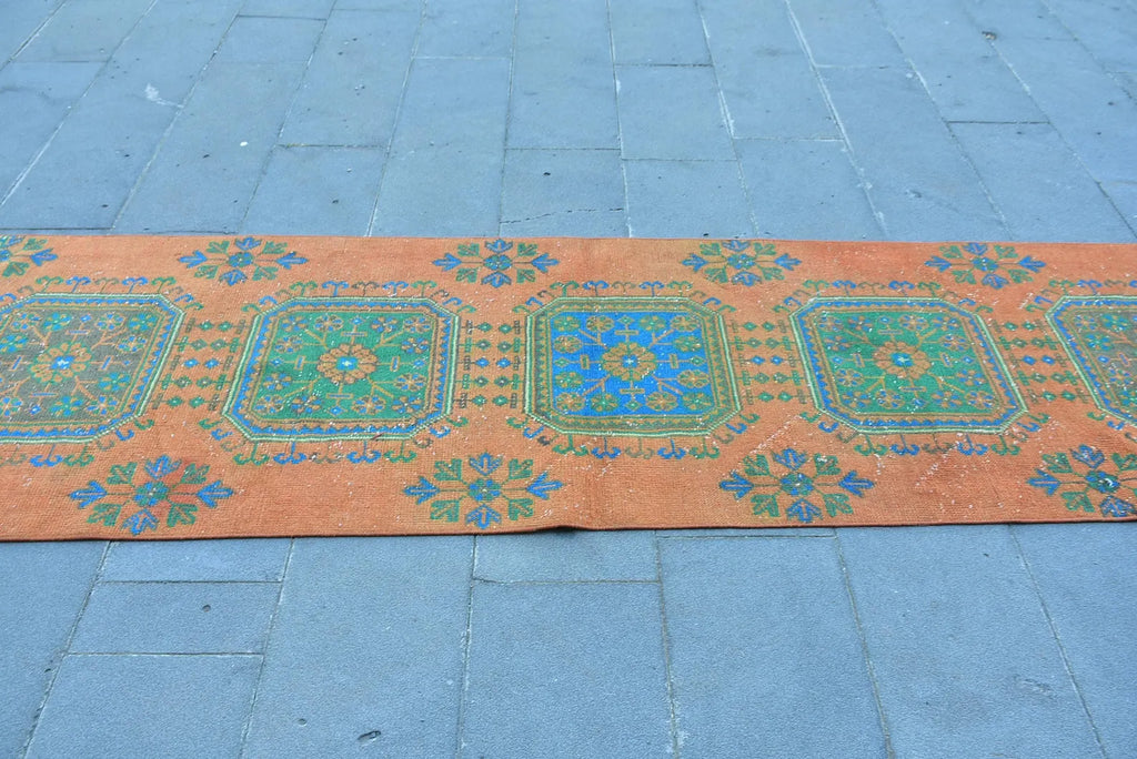 Vintage Turkish Runner Rug 2.8 x 10.8 ft