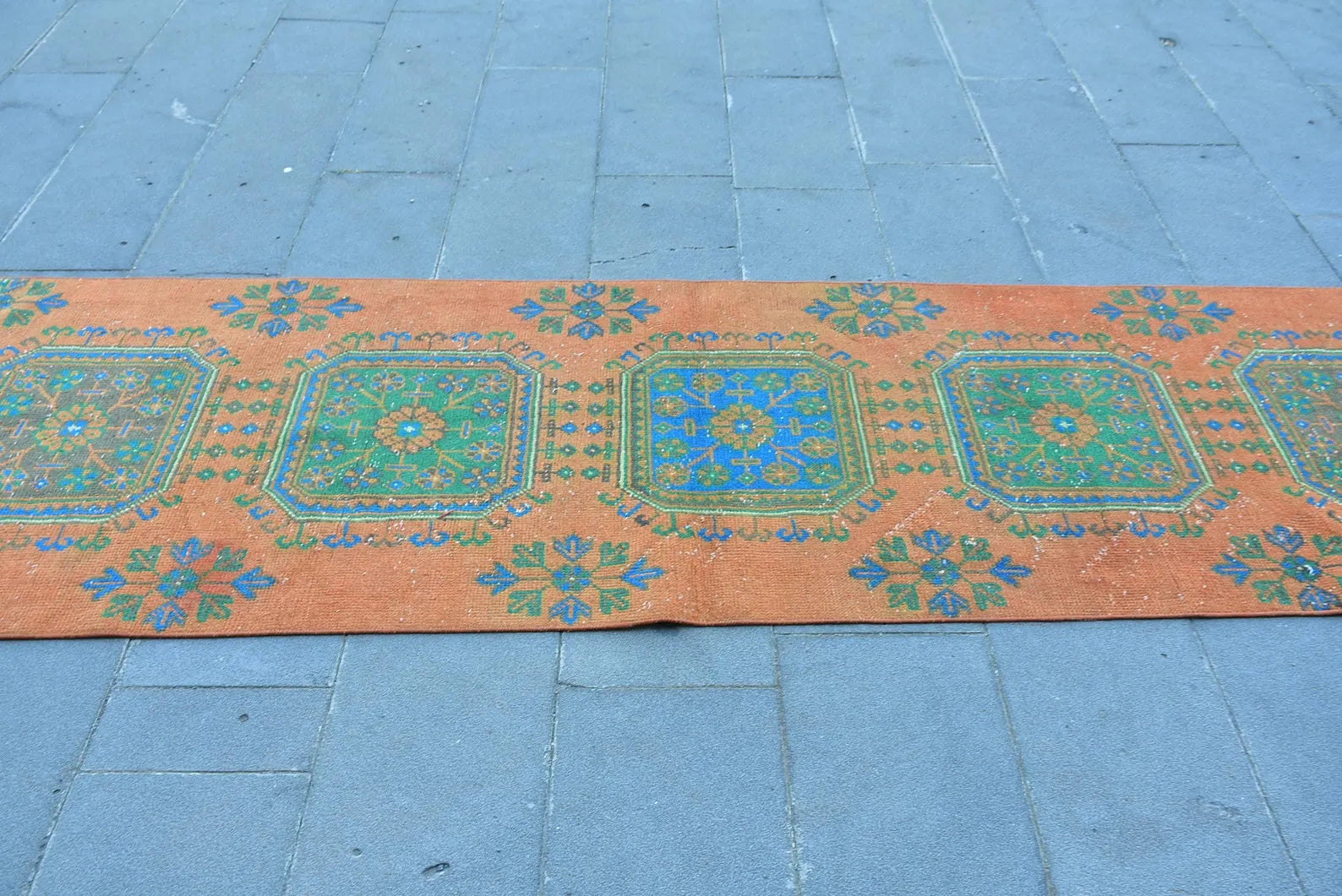 Vintage Turkish Runner Rug 2.8 x 10.8 ft