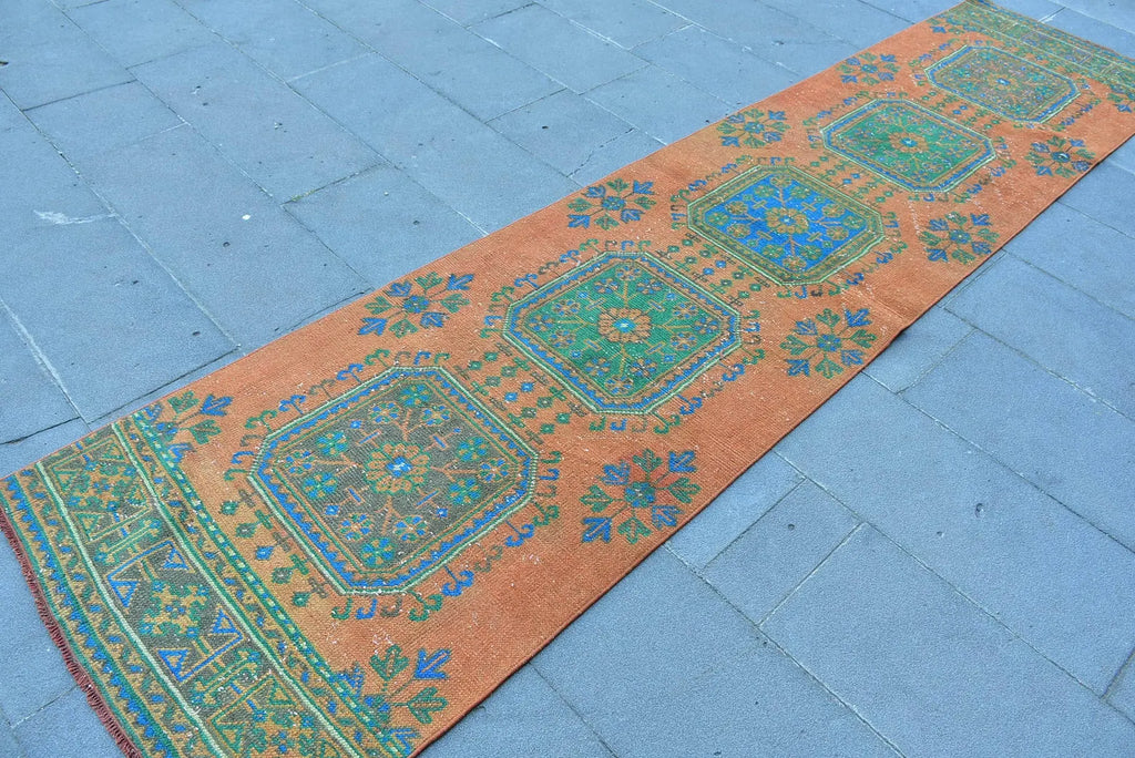 Vintage Turkish Runner Rug 2.8 x 10.8 ft
